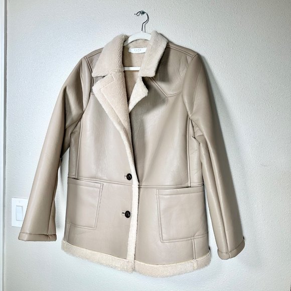 Astr The Label Revolve Francine Faux Leather Shearling Jacket‎ Size Large - Picture 10 of 11